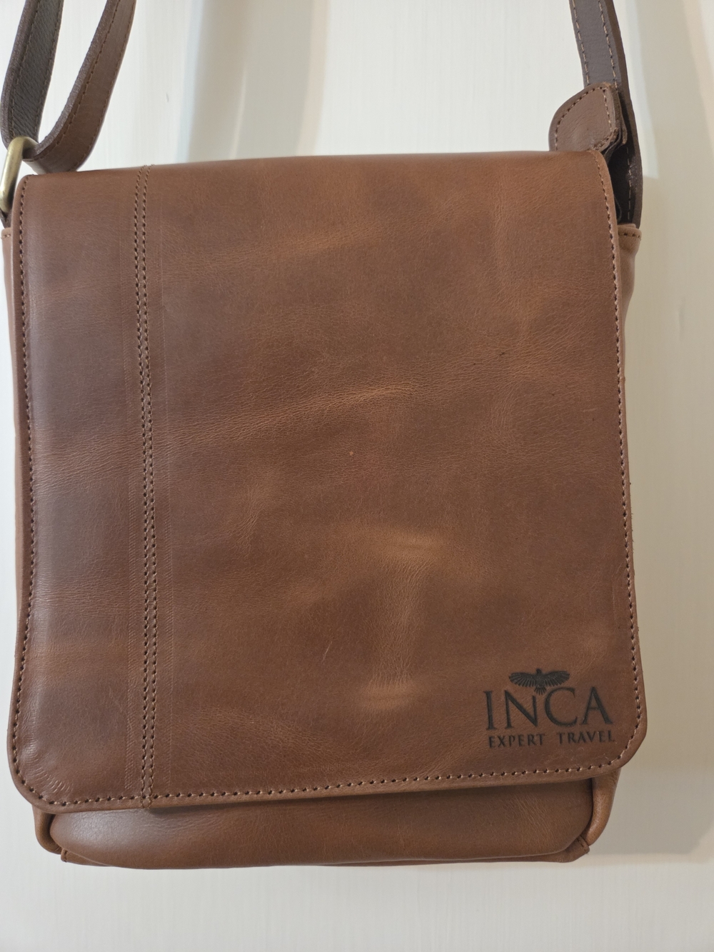INCA International Concepts Brown Leather Crossbody Bag for Men